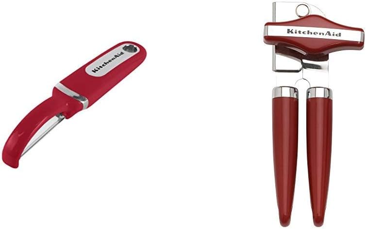 KitchenAid KC112OHERA Classic Euro Peeler, One Size, Red and Can Opener, Red
