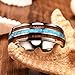 DOUX 8mm Mens Tungsten Carbide Ring Real Blue Opal & Koa Wood/Abalone Shell Inlay Wedding Band High Polished Comfor Fit Size 6-14