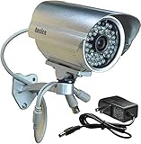 Ansice Outdoor CCTV Surveillance Camera 3.6mm wide angle Bullet Security Camera color CMOS 1000TVL with IR-CUT Day Night 48 Infrared LEDs with Bonus Power Supply