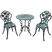 Sale Outsunny 3 Piece Outdoor Cast Iron Patio Furniture Antique Style Bistro Dining Chair And Table Set Chair Bench Patio Deck