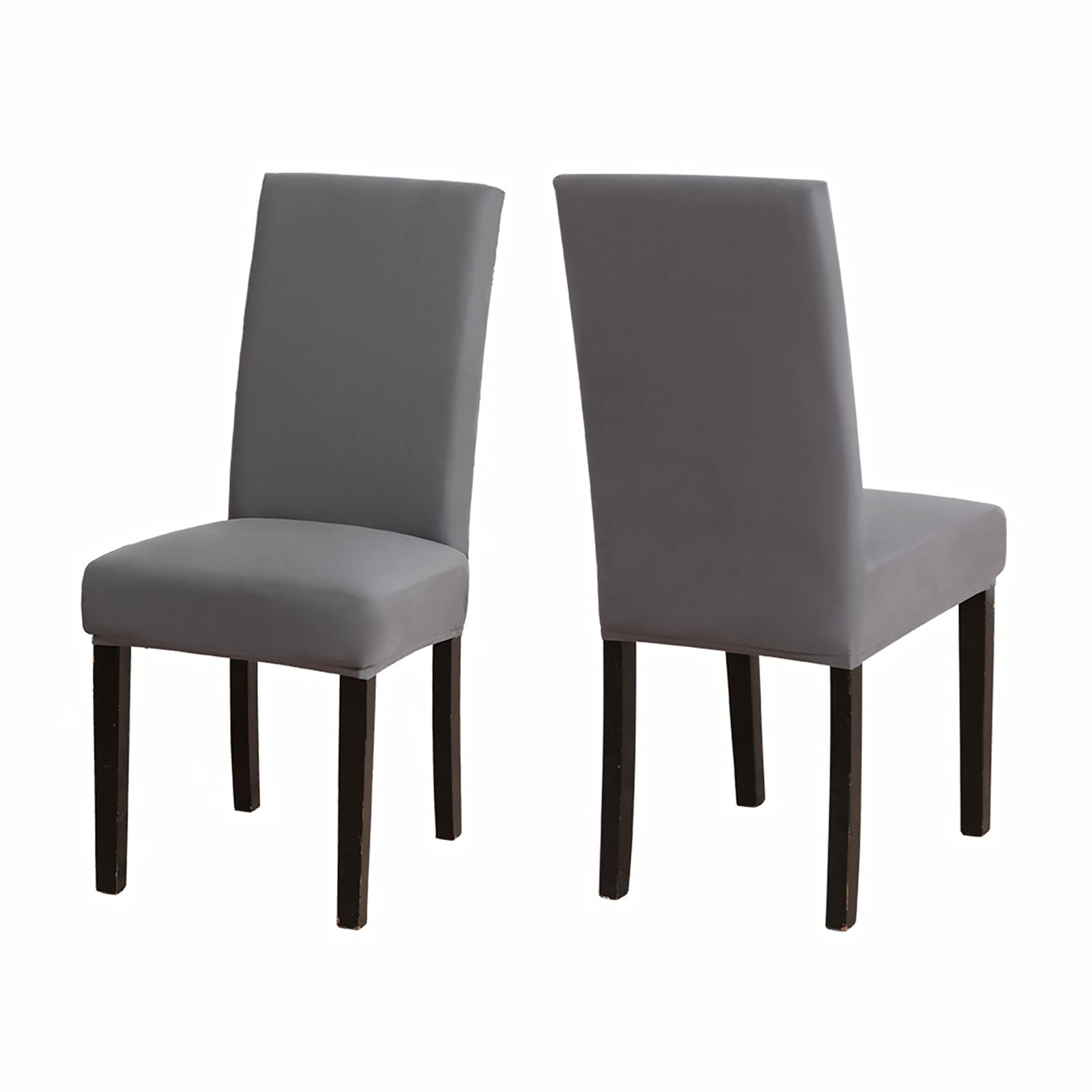 Sufdari Chair Covers 2 Grey,Stretch Dining Chair Covers, Spandex seat Covers for Dining Chairs,Elastic Washable Chair Protectors for Dining Room,Hotel,Restaurant,Banquet (2,Grey)