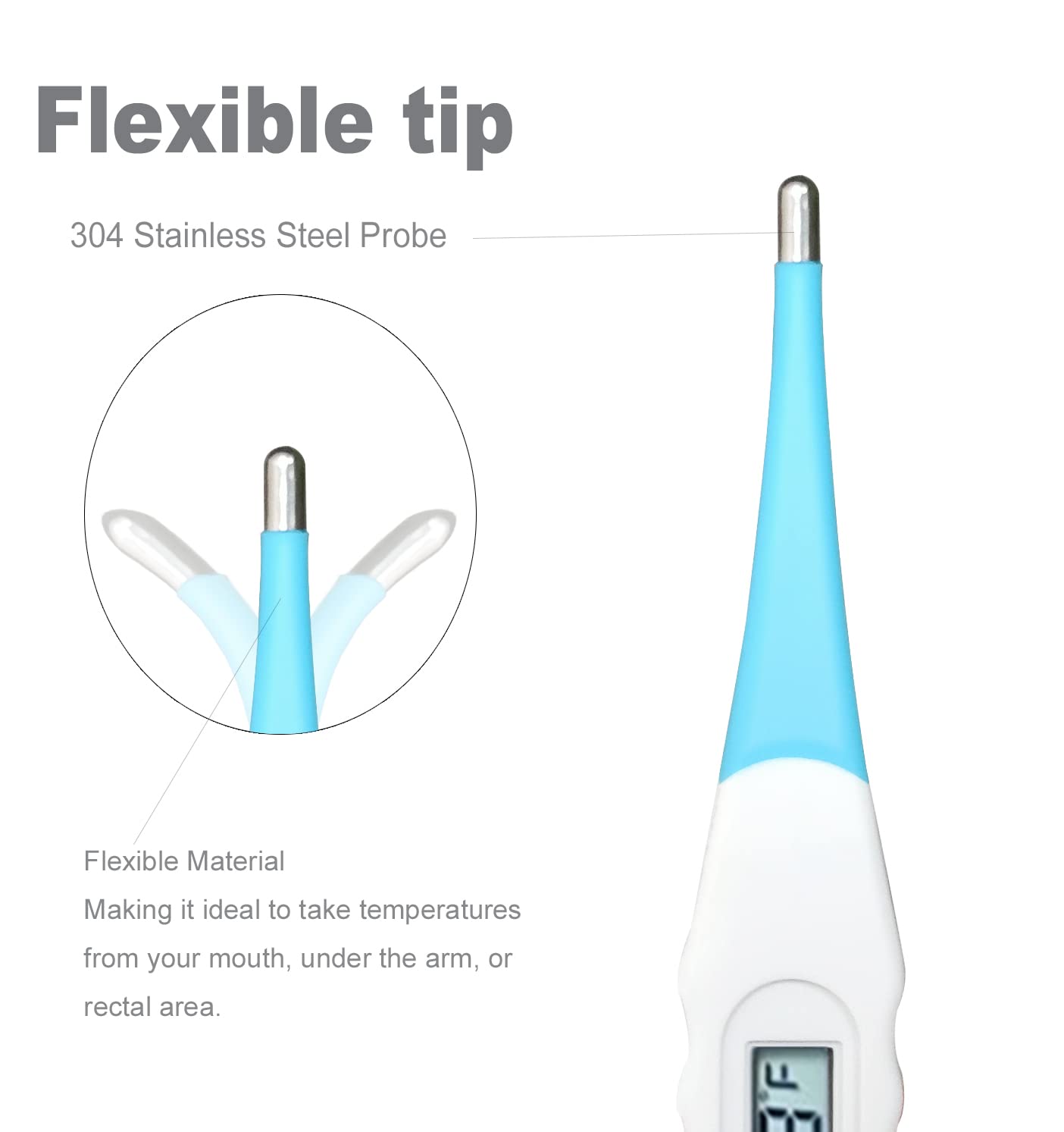 BESTWYA Oral Thermometer, Digital Thermometer for Oral, Rectal or Under Arm Use (A, Pack of 4)