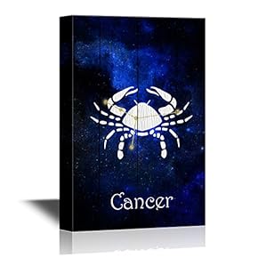 12 Zodiac Signs Constellation Canvas Wall Art - Cancer - Gallery Wrap Modern Home Art | Ready to Hang - 12x18 inches