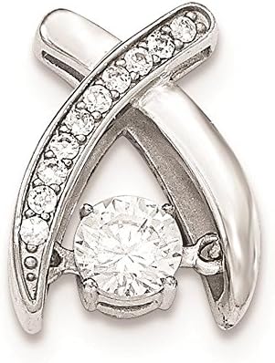 925 Sterling Silver Polished CZ Fancy XO Chain Slide Charm Pendant