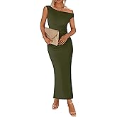 BTFBM 2026 Summer Wedding Guest Dresses for Women One Shoulder Bodycon Ruched Mesh Formal Cocktail Spring Fall Maxi Dress