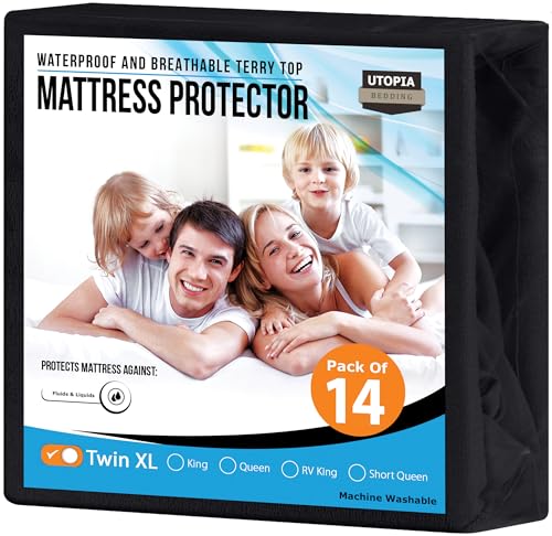 Utopia Bedding Waterproof Mattress Protector Twin XL Size (Pack of 14), Premium Terry Mattress Cover 200 GSM, Breathable, Fitted Style with Stretchable Pockets (Beige)