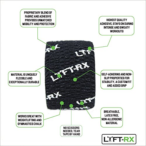 LYFTRX Premium Flex Adhesive Weightlifting Tape 3PACK Protects Hook