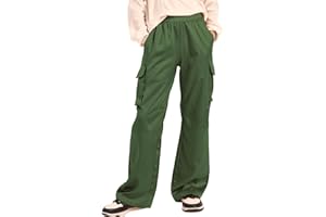 WELAKEN Lightweight Silky Jogger Pants for Girls Kids & Toddler Warm Weather Cargo Loose High Waisted Pants
