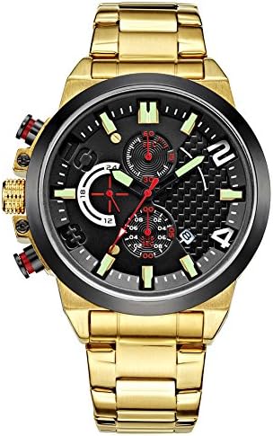 Mens Quartz Watch,Big Dial Date Full Steel Business Casual Analog Chronograph Mens Wrist Watch