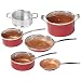 BulbHead (10824) Red Copper 10 PC Copper-Infused Ceramic Non-Stick Cookware Set