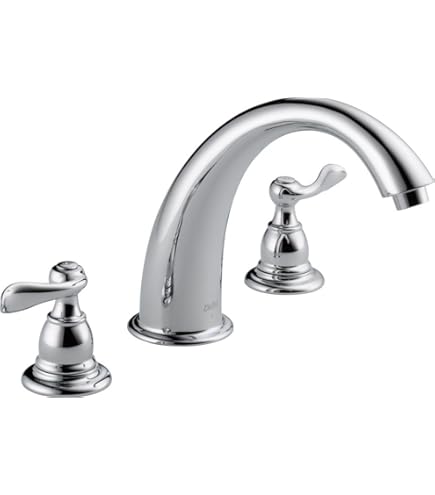 Delta Garniture De Baignoire Romaine à 3 Trous Avec Douchette En Chrome Lahara Valve Brute Non Incluse