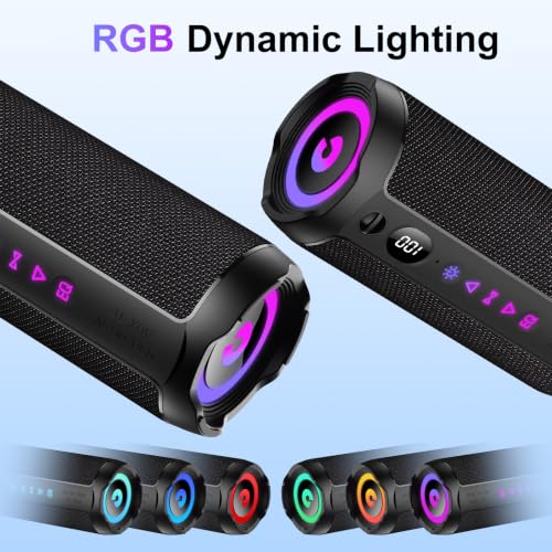 Portable Bluetooth Speaker 25W, Powerful Bluetooth Speaker, Dual Bass Speakers, 25H Playback, IPX7, RGB, TWS Pairing, AUX, TF, USB, Ideal for Outdoor Activities, Parties, Travel.