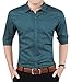YTD Mens 100% Cotton Casual Slim Fit Long Sleeve Button Down Printed Dress Shirts US M Green