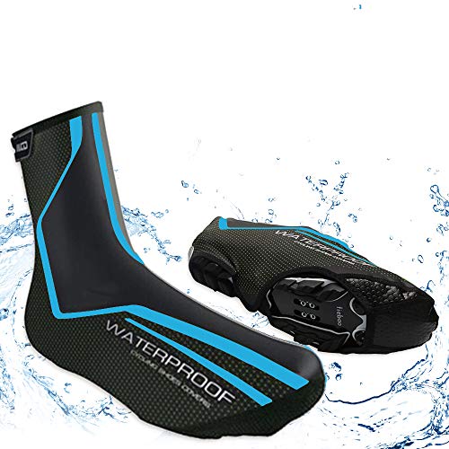 Men's Cycling Shoes Covers,Winter Lightweight Waterproof Windproof Warmer Mountain Road Bike Cover Shoes for Outdoor Sports (Blue, M)