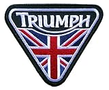 Triumph Motorcycle Union Jack Patent Plate -Embroidered Iron-On Biker Patch