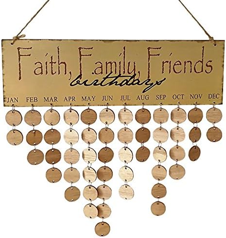 Family Birthday Plaque with Tags Special Days Anniversary Wall Hanging Board DIY Wooden Birthday Calendar Home Decoration