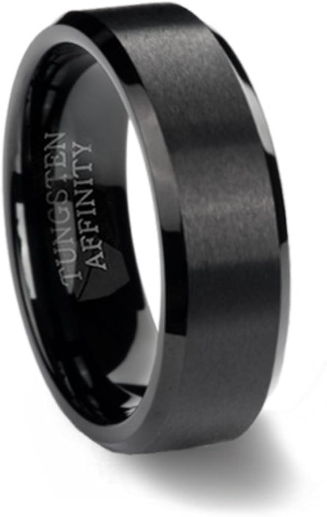 Brushed Finish Black Tungsten Ring Beveled Edges 7mm Width Amazon Com Brushed Finish Black Tungsten Ring Beveled Edges 7mm Width Amazon Com
