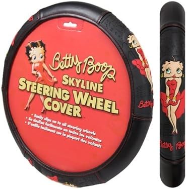 U.A.A. INC. Betty Boop Skyline Black Car Truck Steering Wheel Cover - Universal Fit