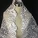 Bridal Beaded Embroidered Organza Fabric, Hand Cut Satin Boarder for Veil Craft and DIY Sewing, by The 2 Yard, with Pearl Beads & Silver Sequins Lace Fabric, White, 52