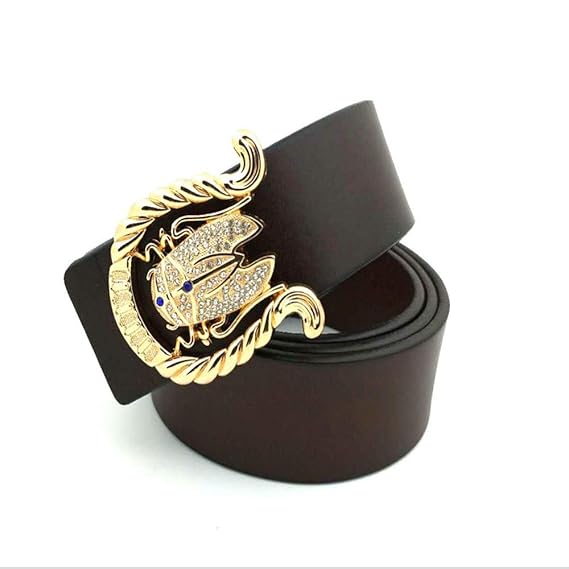 ChenHui Gürtel, Herren-Top-Layer-Ledergürtel, personalisierter, modischer Tier-Gürtel mit Gürtelschnalle