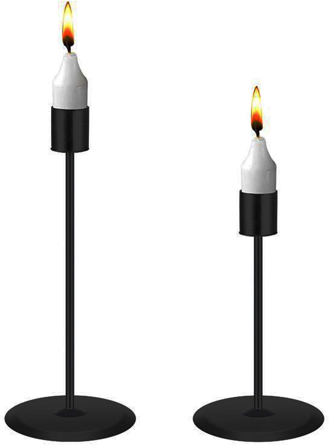 Black Candle Holders Set, Metal Taper Candlestick Holder Stand 3/4 Inch, Candlestick Holder for Taper Candles, Table Romantic for Wedding, Birthday, Dinner Home & Bar Decorative 2Pack (Black): Kitchen & Dining