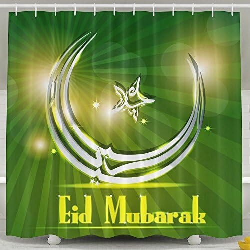 POIUYT Custom Shower Curtain With Hook Eid-al-Adha Eid Mubarak Waterproof Polyester Fabric Bathroom Decor - 60 X 72 Inches