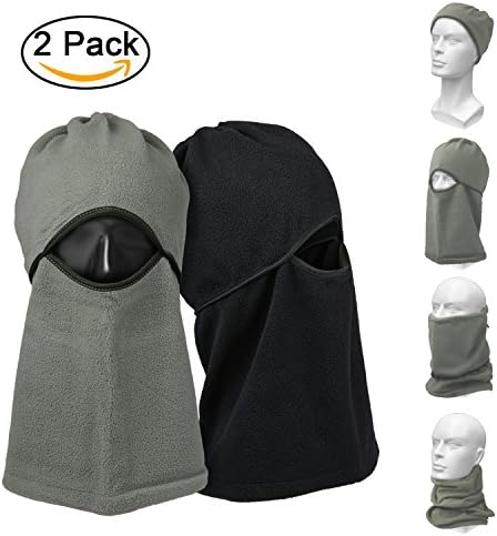 TopTops Windproof Fleece Balaclava Mask, Black - Pack of 2