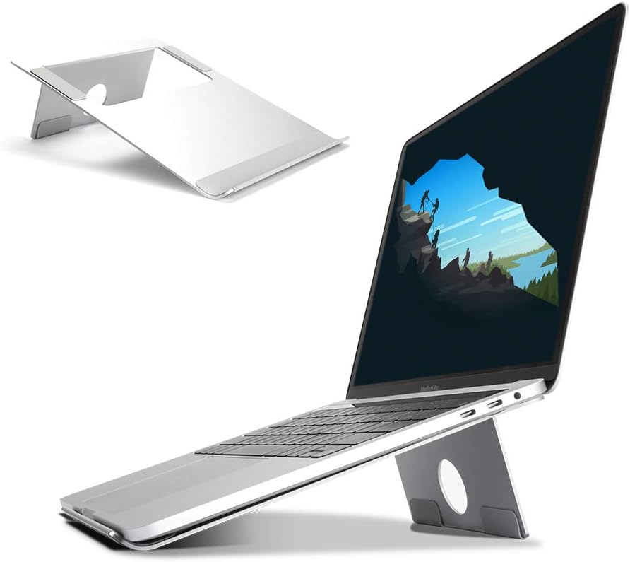 Supporto Laptop Regolabile In Alluminio - 6 Altezze, Per PC 9-16 Pollici, Argento - Foto 11