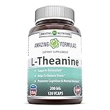 Amazing Formulas L Theanine Dietary Supplement * 200 mg Pure Veggie Capules * Promotes Relaxation and Stress Reduction * All-Natural Stress Relief Relaxer