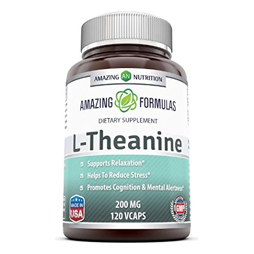 Amazing Formulas L Theanine Dietary Supplement * 200 mg Pure Veggie Capules * Promotes Relaxation and Stress Reduction * All-Natural Stress Relief Relaxer
