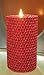 80 Hour-6 Inch Natural Beeswax Hybrid Pillar Glitter Candle, Ruby Red Color