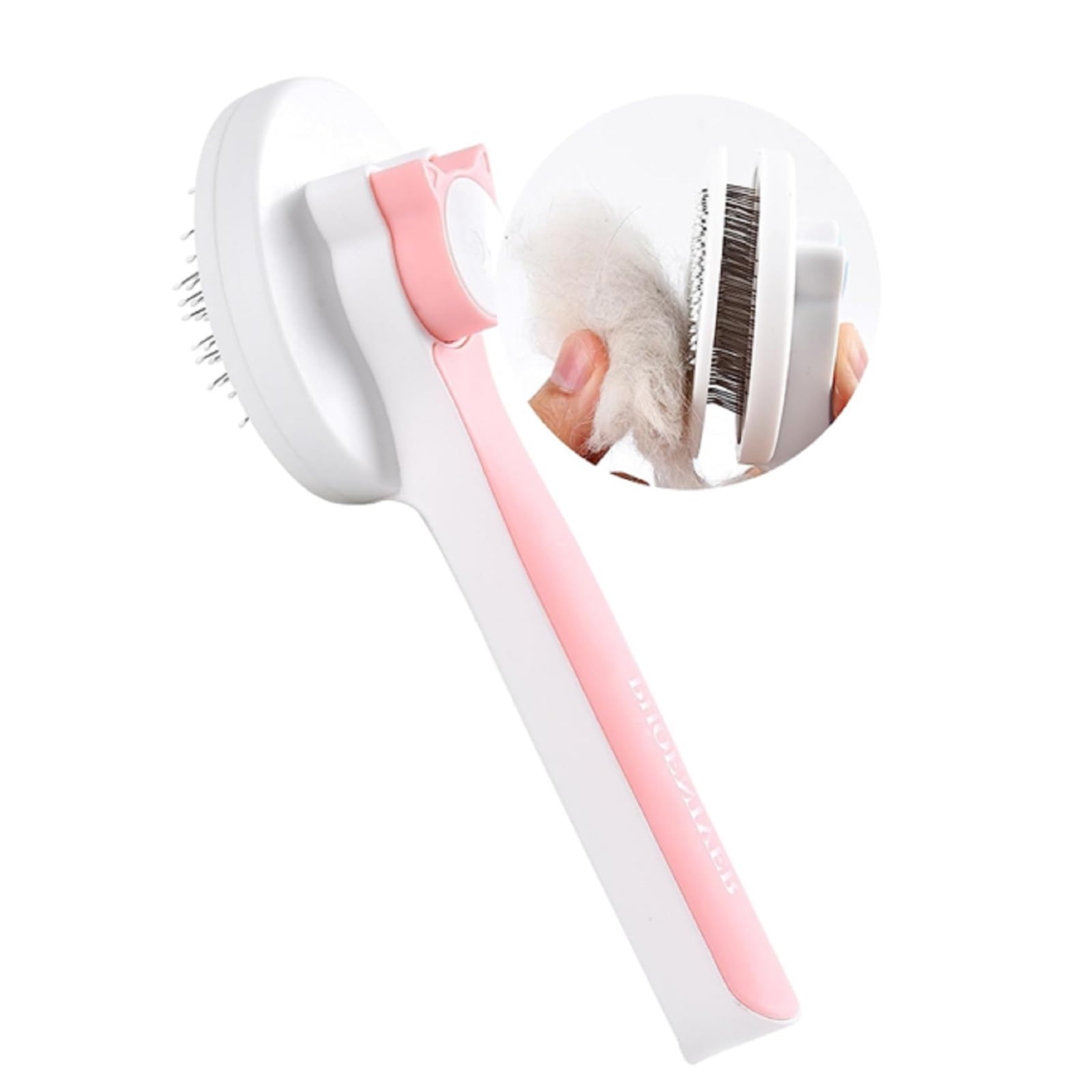 Vecibel Pet Brush Cat Brush Dog Brush with Massage Function for Long Hair and Short Hair Remover Soft Bristles Cleaning Brush for Removing Undercoat Stainless Steel Pink