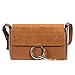 GEMATE  Women's Genuine Leather Chain Nubuck Flap Shoulder Bag (camel) 