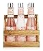 Spa Gift Basket with Cherry Blossom Fragrance, Wooden Cabinet with 6 Bottles, Great Mother's Day Gift, Birthday or Anniversary Gift Set For Women, Includes Shower Gel, Bubble Bath, Body Lotion & More
