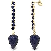 Galaxy Gold GG 14k Solid Gold Earrings with Drop Briolette Sapphire