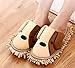 Frjjthchy Cartoon Dog Mop Slippers Microfiber Clean Dusting Slippers Detachable Mopping Shoes for Office Home Room (Khaki)