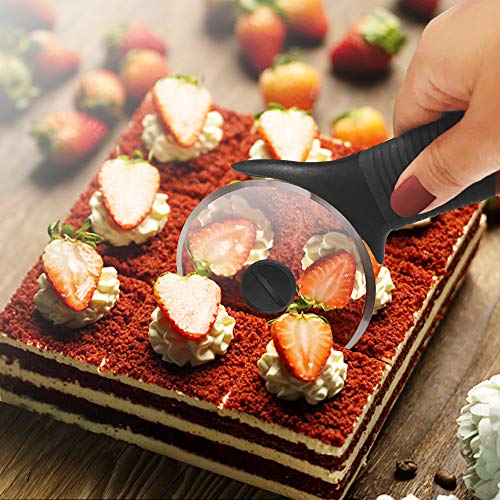 Pizza Cutter Wheel LUXEAR Stainless Steel Pizza Wheel Dishwasher Safe Super Sharp Pizza Slicer with Non Slip Handle and Protective Cover, Ideal For Pizza Pies Waffles and Dough Cookies, Easy to Clean. - Thumbnail 4