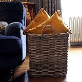 CIDBEST Grey Medium Square Wicker Rattan Fireside Log Basket Wood Storage view 4