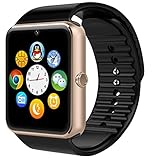 Bluetooth Smartwatch + Unlocked Watch Cell Phone for Android/iPhone Smart Phones (golden&black)