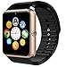 Bluetooth Smartwatch + Unlocked Watch Cell Phone for Android/iPhone Smart Phones (golden&black)