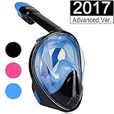Snorkel Mask, TriMagic 180° Panoramic Full Face Design with Larger Viewing Area - Easier Breathing and GoPro Compatible with Anti-Fog and Anti-Leak, for Both Kids and Adult (2017 Advanced Version)