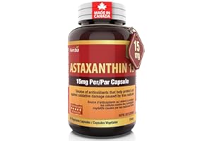 Herba Astaxanthin Supplement 15mg – 60 Vegetable Capsules | Made with Non-GMO Micro-algae | Source of Antioxidant | Made and 