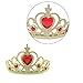8 Pcs Girls Belle Princess Crystal Dress up with Gloves Tiara Crown Wand Ring Earring and Necklaces (Yellow)