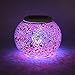 Exlight Solar Table Lamp Color Changing Mosaic Glass Decorative Lamp with 2 Color Modes, Silver