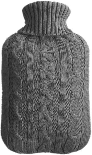 Heart Service 1PCS Soft Hot Water Bag Knit Cover Case Warm Hot Water Bottle Pouch Case Winter Supplies for Quick Pain Relief Dark Grey