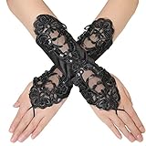 BABEYOND Short Opera Party 20s Satin Gloves Stretchy Adult Size 11.8