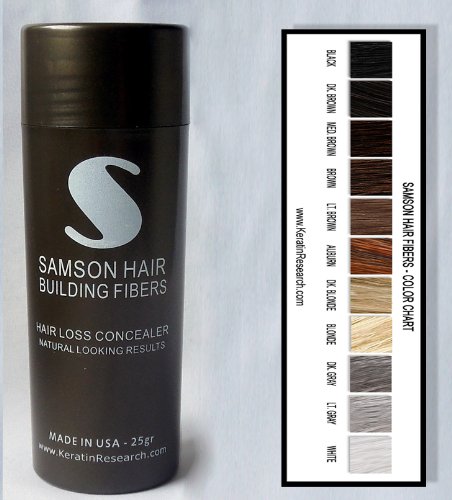 WHITE color Samson Best Hair Loss Concealer Building Fibers CONTAINER With 25grams USA Also Fits Toppik Xfusion Spray Applicators