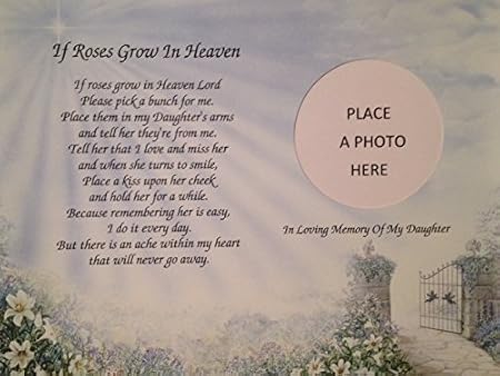 Amazon Com In Memory Of Daugher If Roses Grow In Heaven L Memorial Poem For Loss Of Child Garden Outdoor