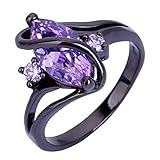 Zealmer Marquise Setting Engagement Promise Ring Purple Rhinestone Created Amethyst Wedding Ring 6