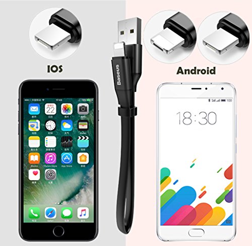 2 in 1 Lightning Cable Micro USB Dual Charging Cable 0.75feet Doubled-side Cable Charging Data Transmission Cord Reversible Cable for iPhone 8 /7 Plus iOS & Android - Black - Thumbnail 3